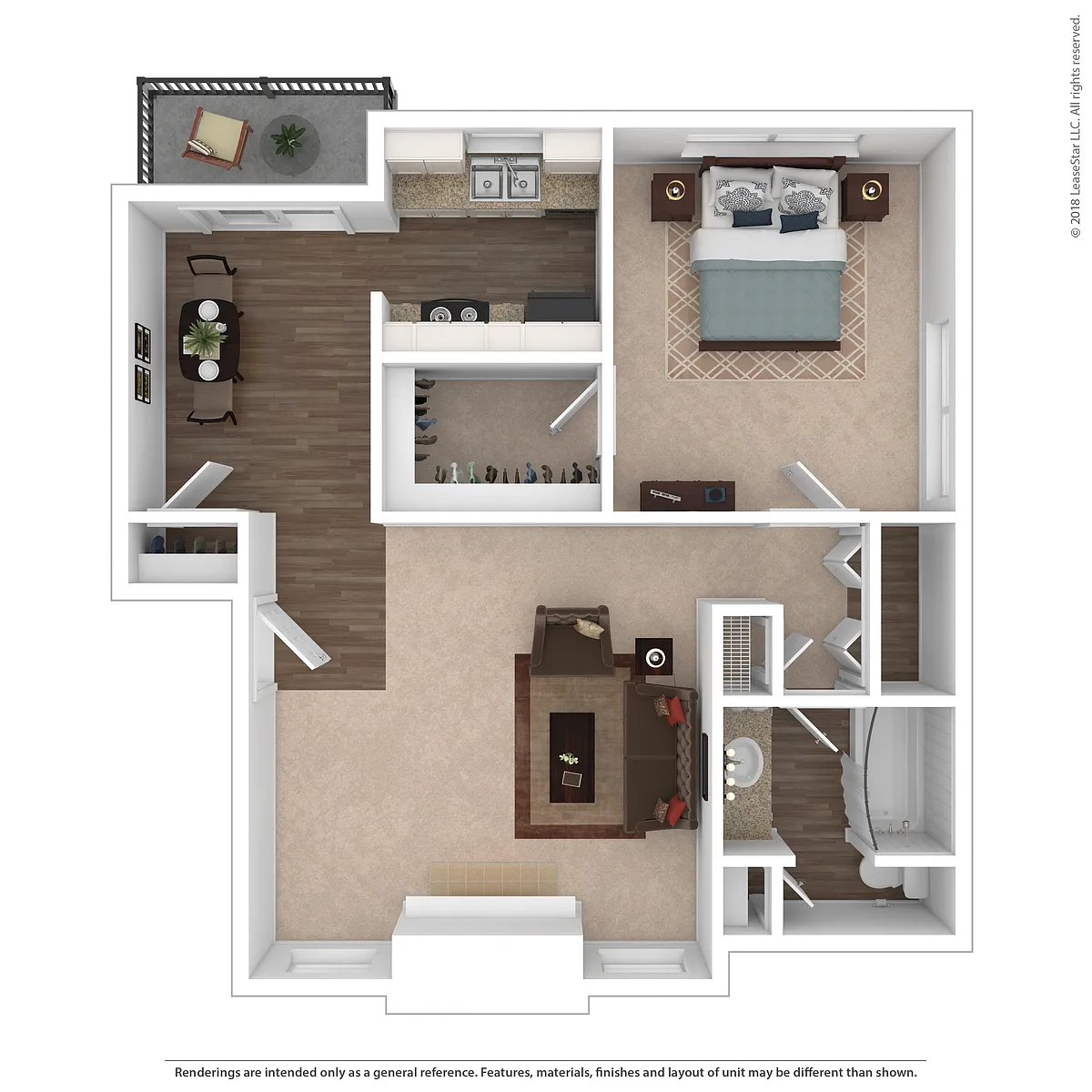 Floor plan A3 - One Bedroom One Bath