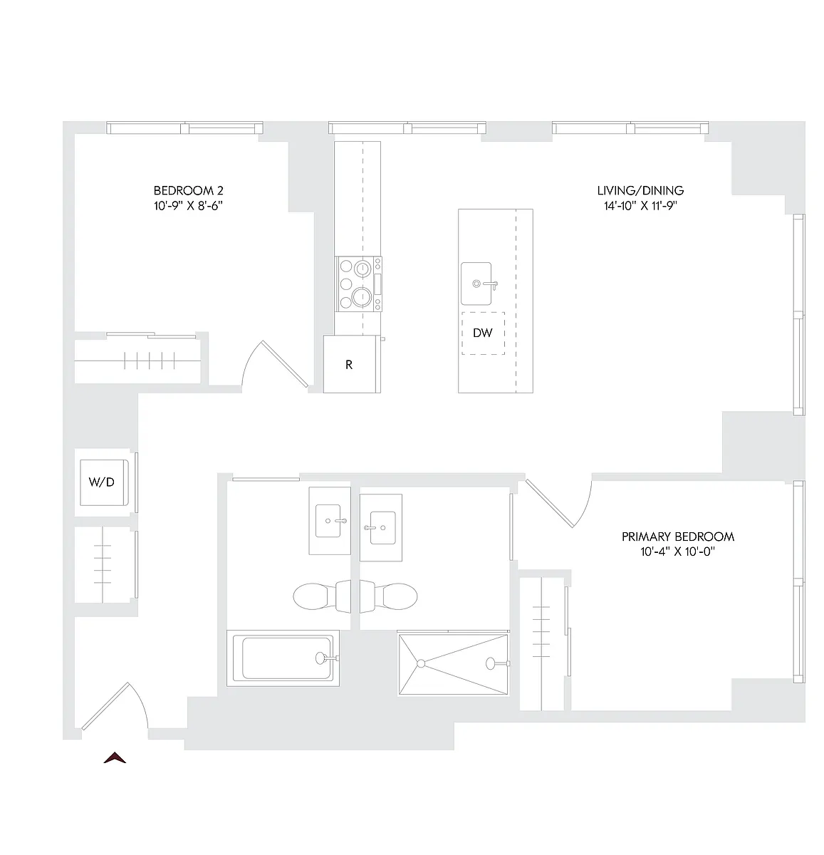 Floor plan 2 Bed 2 Bath A