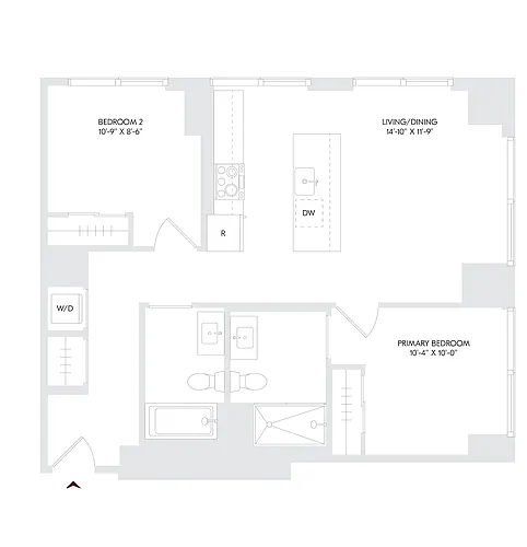 Floor plan 2 Bed 2 Bath A