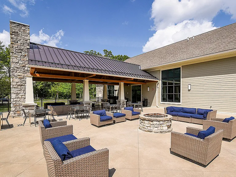 Outdoor resident lounge with firepit