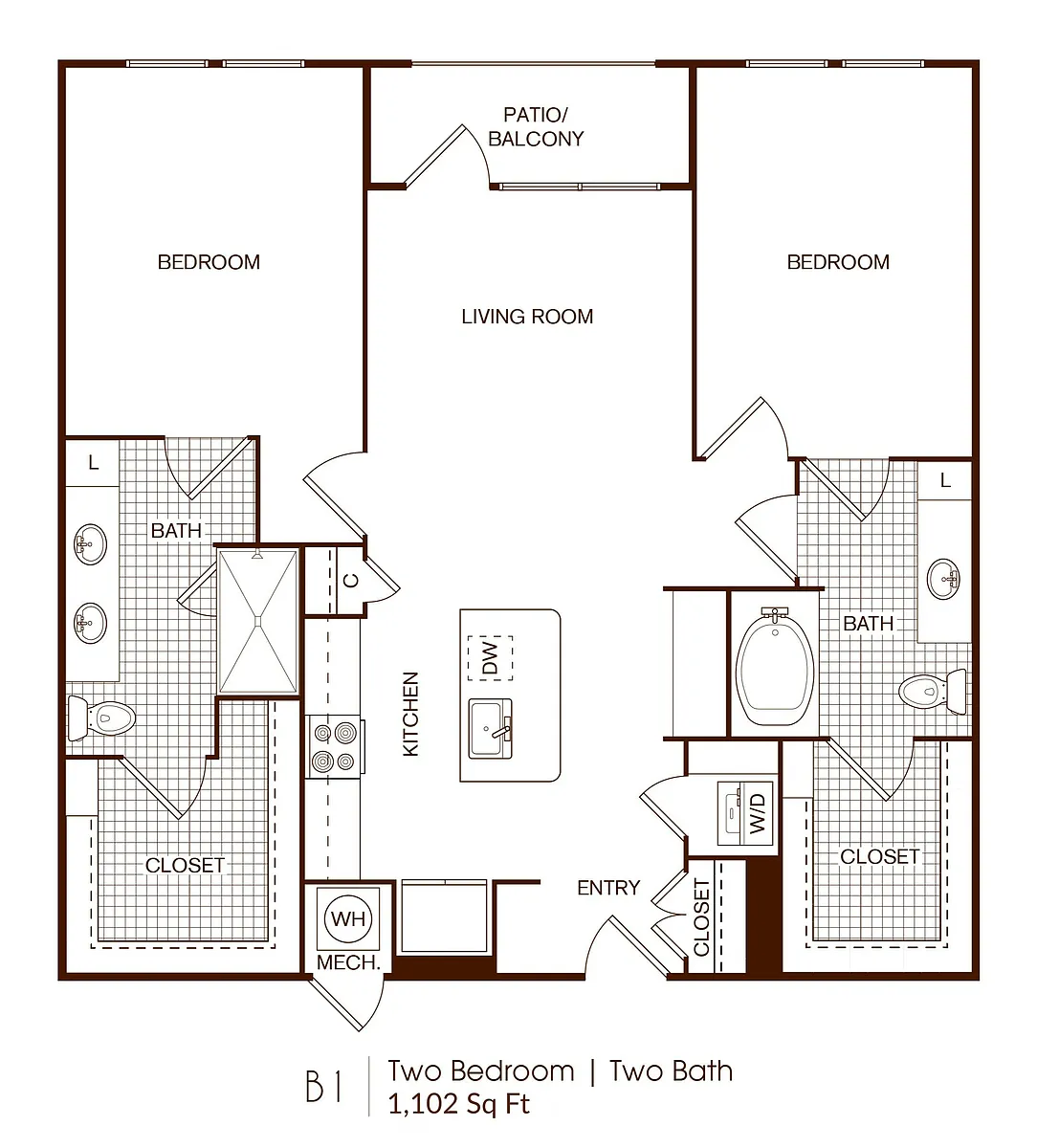 Floor plan 2 bedroom 2 bath