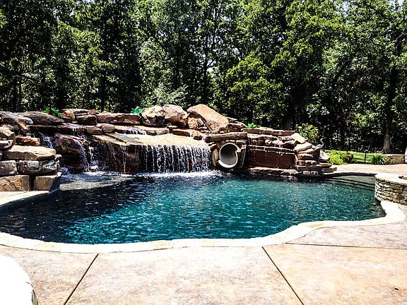 Pool with slide & waterfall