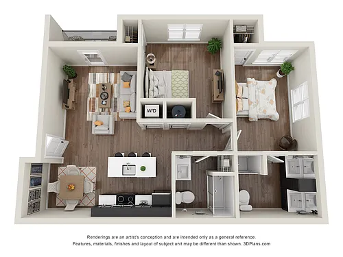 Floor plan 2 Bedroom, 2 Bathroom