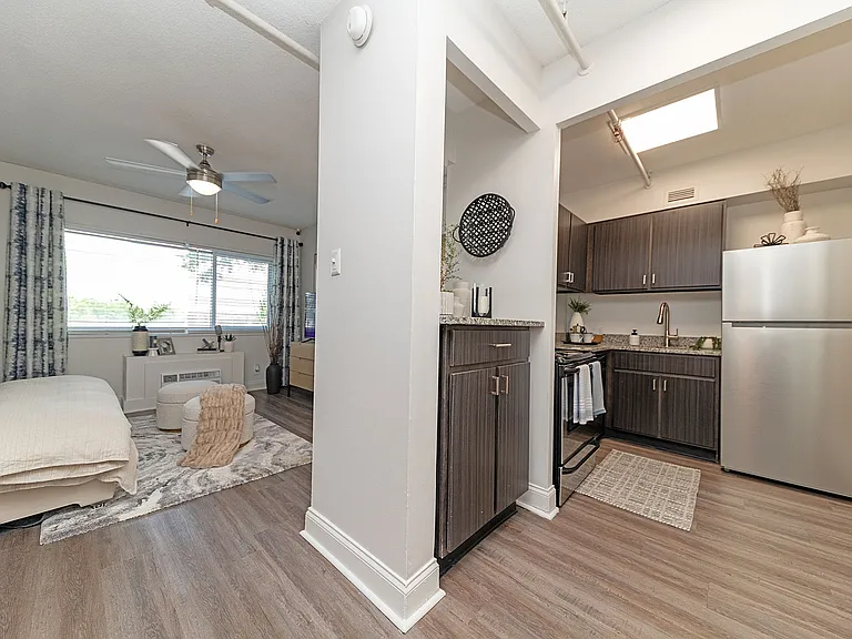 Hardwood-style flooring throughout