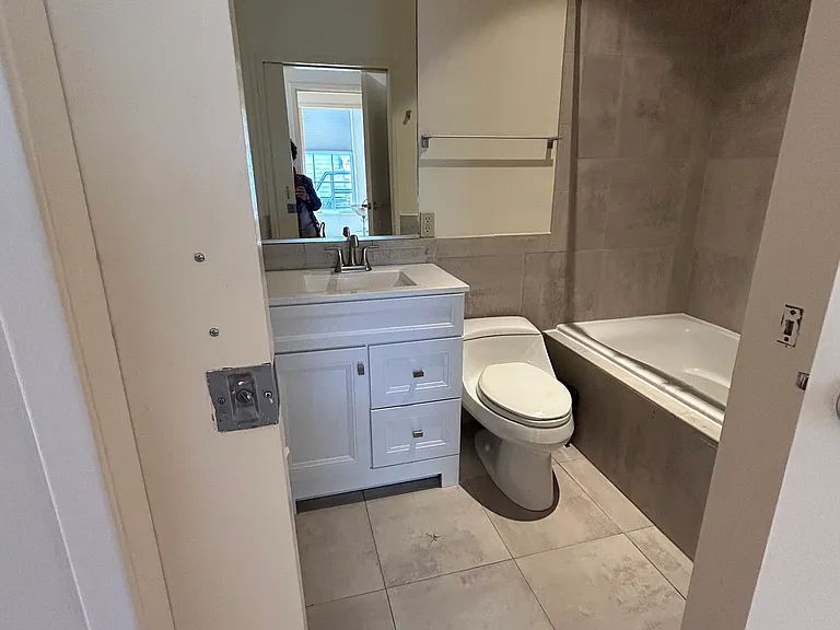 Primary bath with pocket door