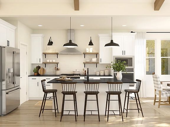 Kitchen with pendant lighting