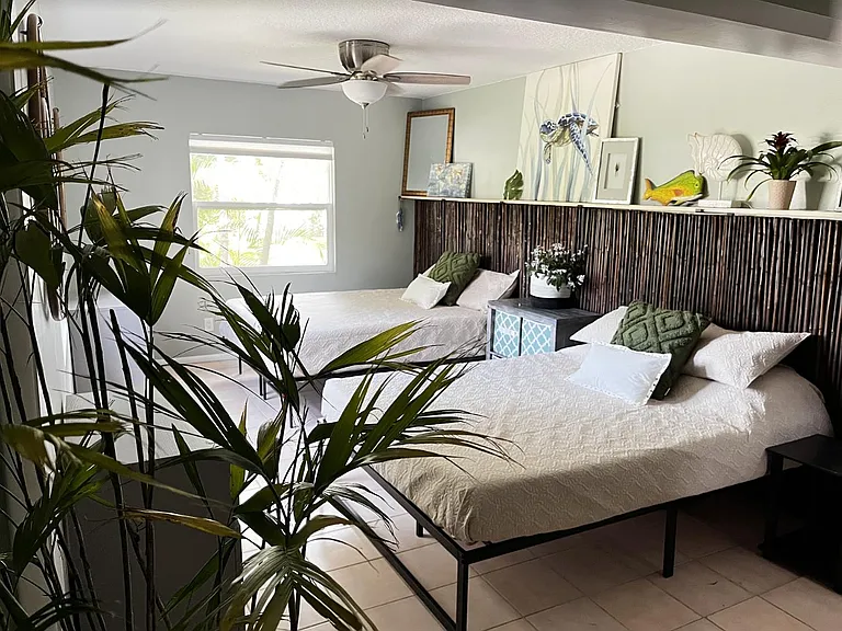 Bedroom #2 with two Queen Beds and desk area