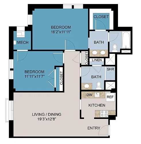Floor plan 2 Bed T03