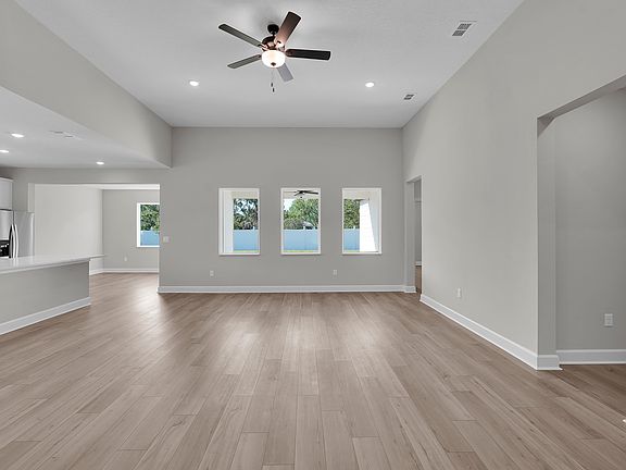 The family room has plenty of bright, natural light