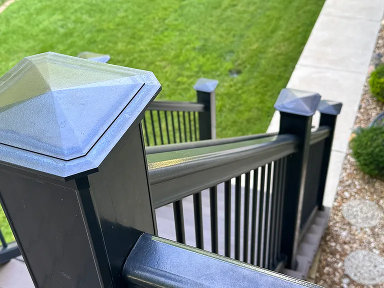 Composite deck over BBQ and rear of house