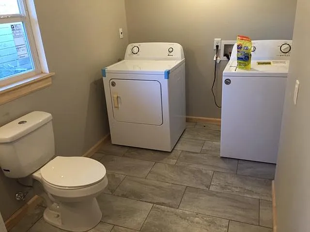 This is the laundry room and bathroom right off the kitchen