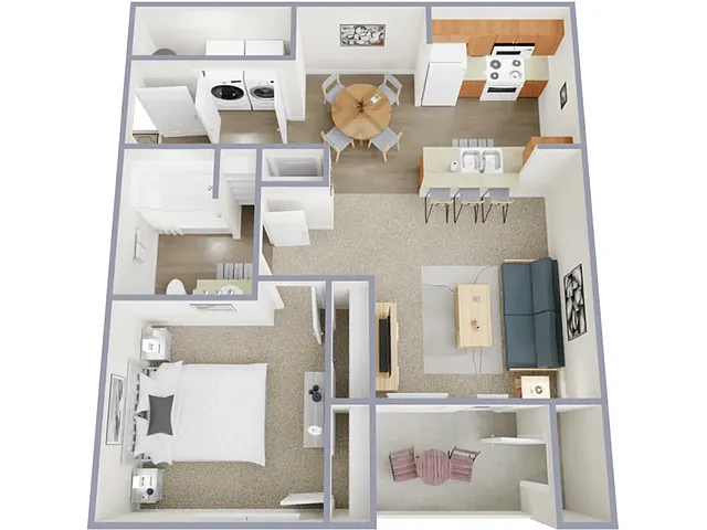Floor plan 1 Bed, 1 Bath (60% Income Restricted)