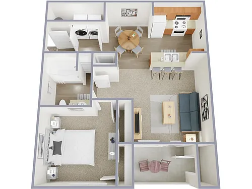 Floor plan 1 Bed, 1 Bath (60% Income Restricted)