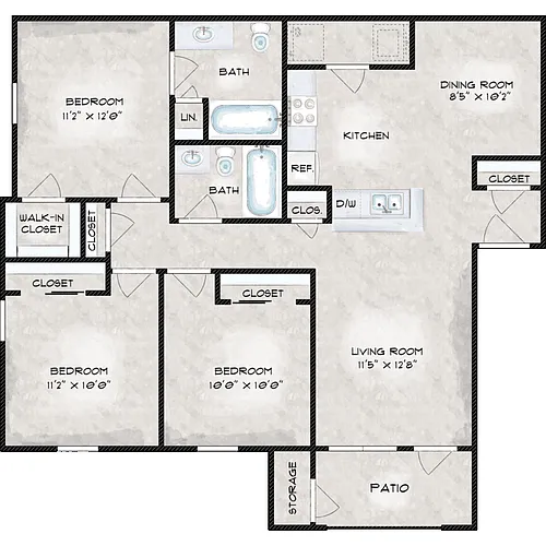 Floor plan 3 Bed 2 Bath