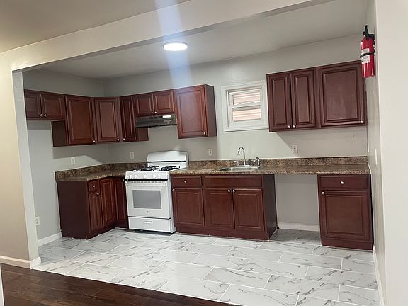 Kitchen with new floor tiles