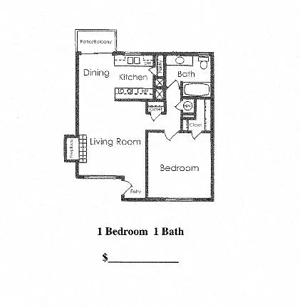 Floor plan 1 Bedroom 1 Bathroom