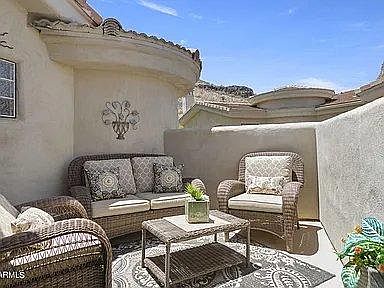 The second, larger balcony has 2 seating areas and is accessed by the other 2 bedrooms, as well as the entrance hallway.