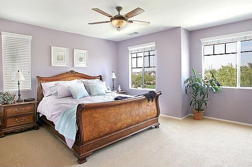 Spacious master suite with garden tub.