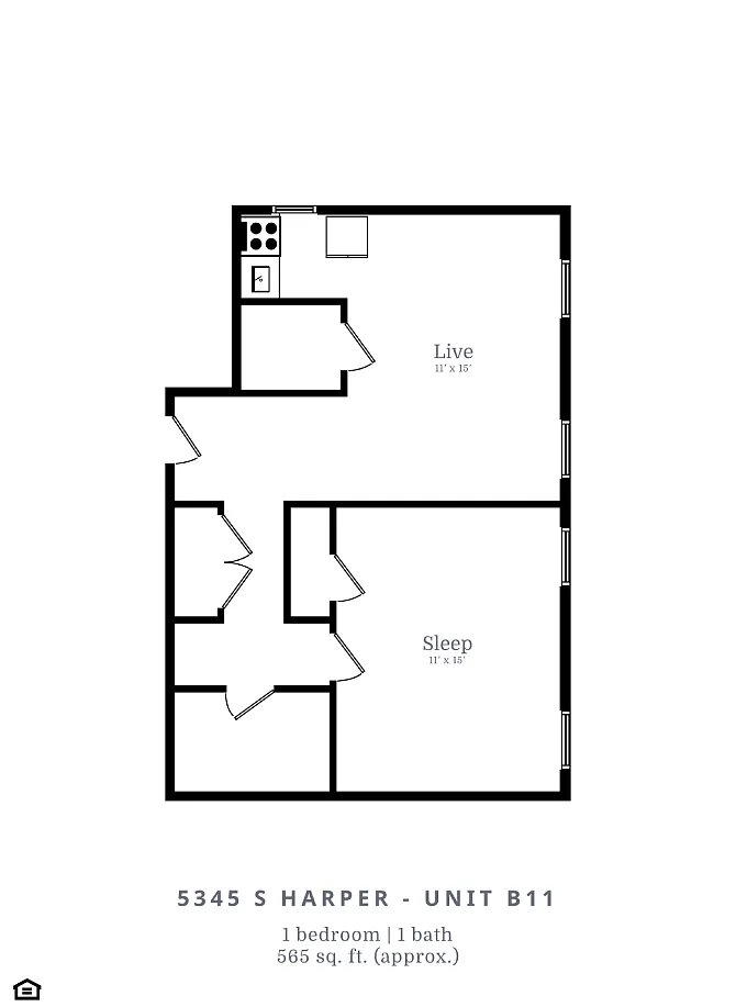 Floor plan 1 Bed | 1 Bath (B11)