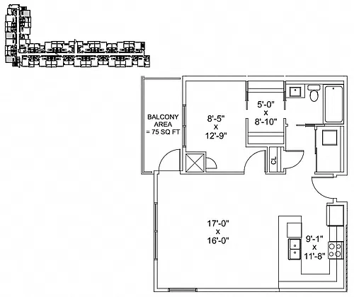 Floor plan Conservatory II 1 Bed 1 Bath C