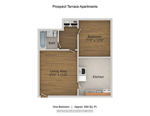 Floor plan Prospect Terrace Apts - One Bedroom