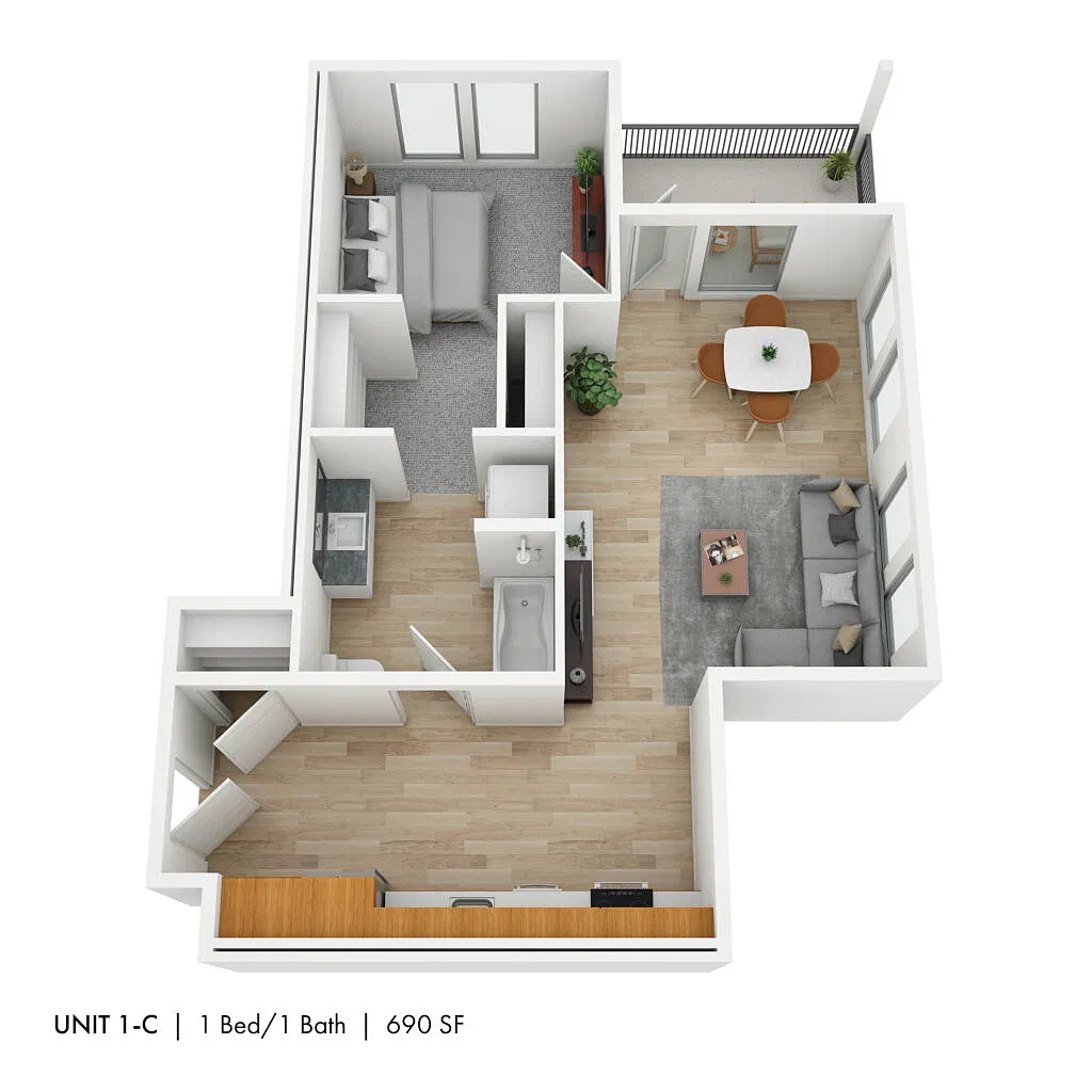 Floor plan One Bedroom C