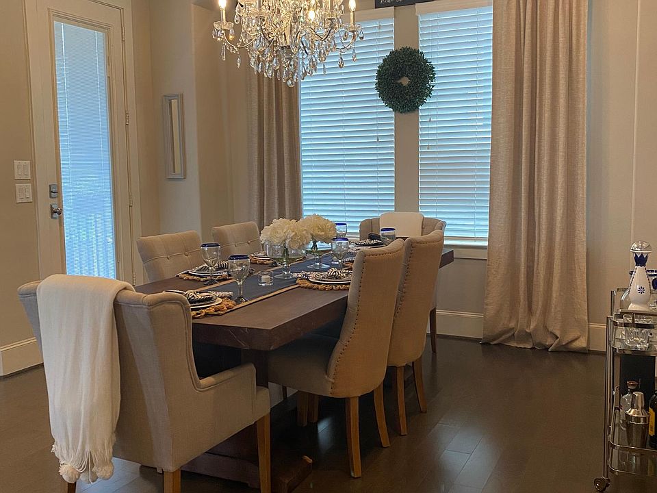 Dining room featuing Schonbek Chandelier.