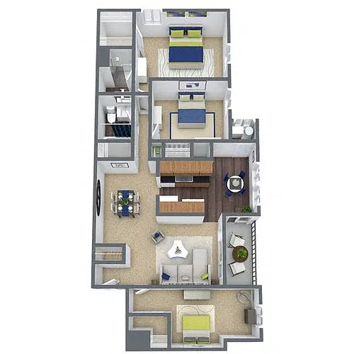 Floor plan C1: 3 Bed 2 Bath