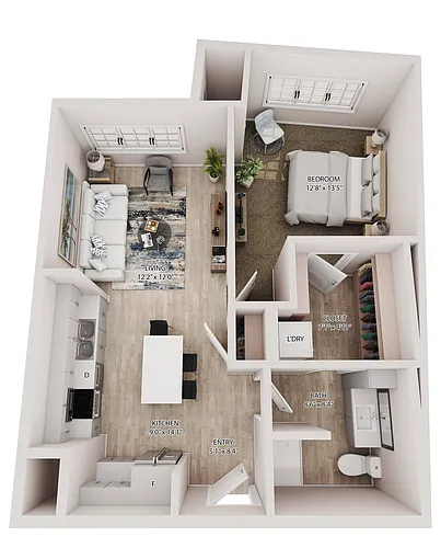 Floor plan 1 Bedroom 1 Bath