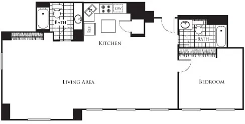 Floor plan One Bedroom E1