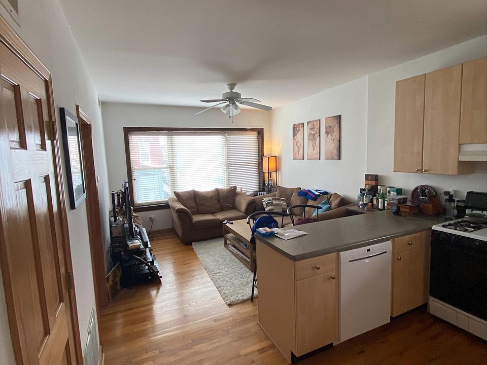 Partial kitchen and living room