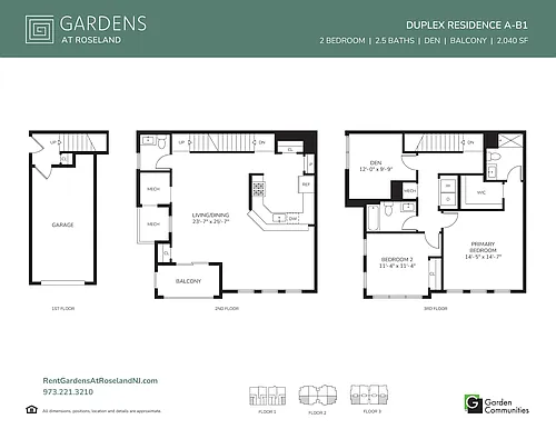 Floor plan Two Bedroom Duplex Apartment with Balcony A-B1