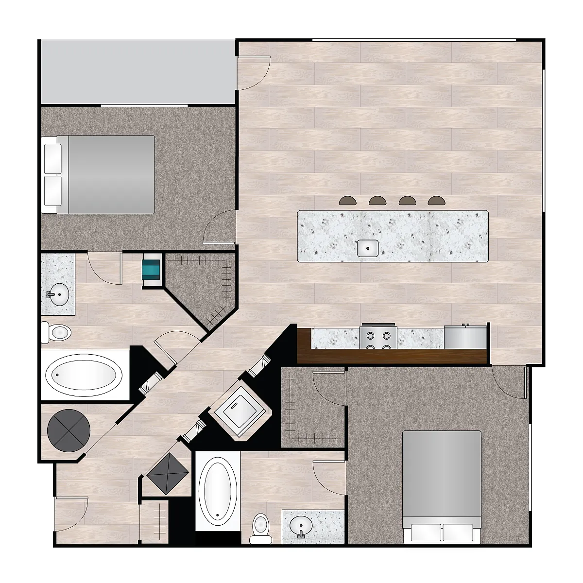 Floor plan B Tre 1131 sqft - 1132 sqft