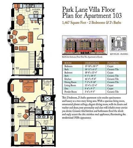 Floor plan 2 Bed 2.5 Baths