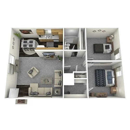 Floor plan 2 Bedroom 1 Bathroom