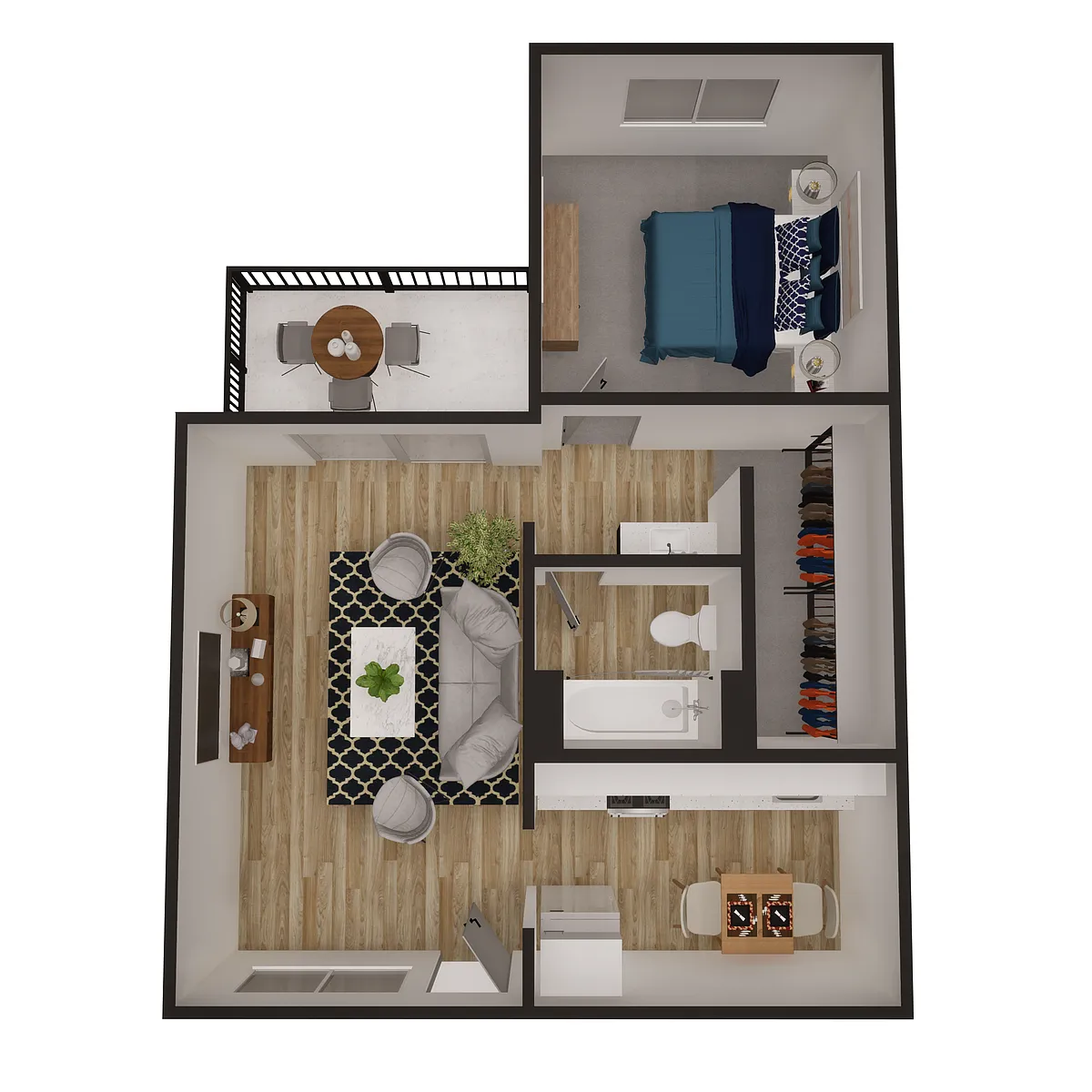 Floor plan 1x1 575sf Classic