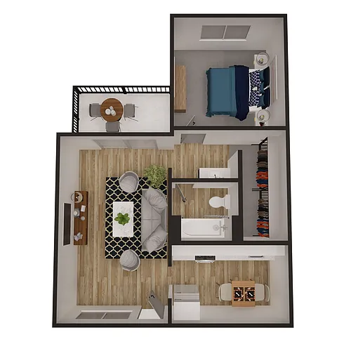 Floor plan 1x1 575sf Classic