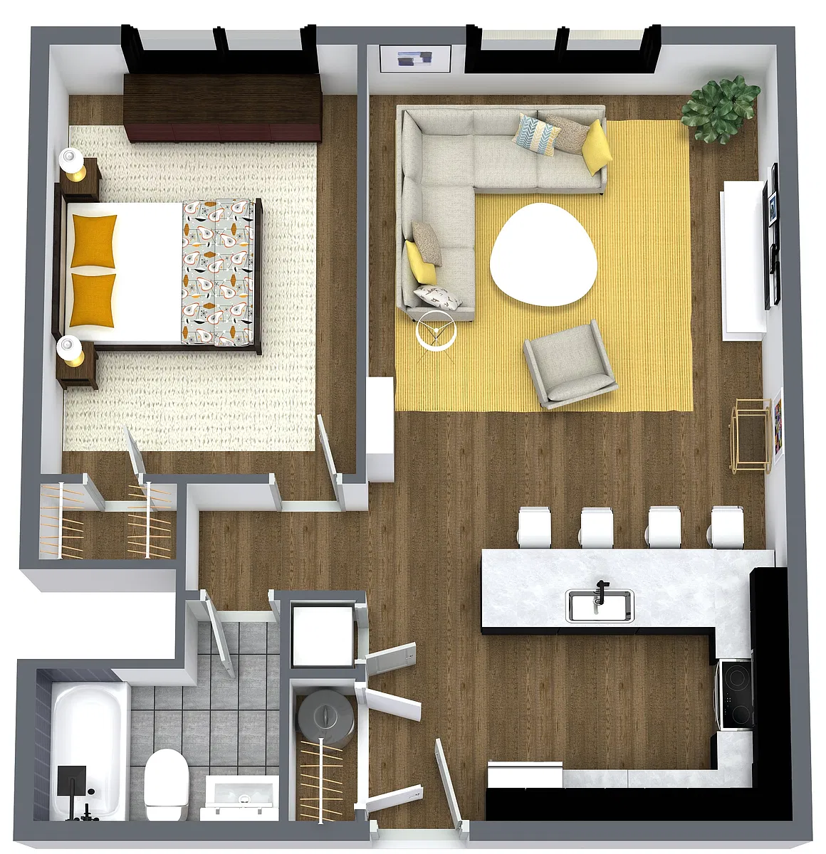Floor plan Gorgas - 1 Bedroom