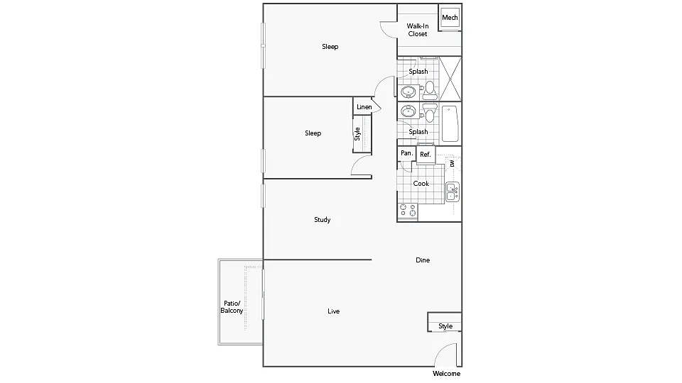 Floor plan 2 Bed 2 Bath C