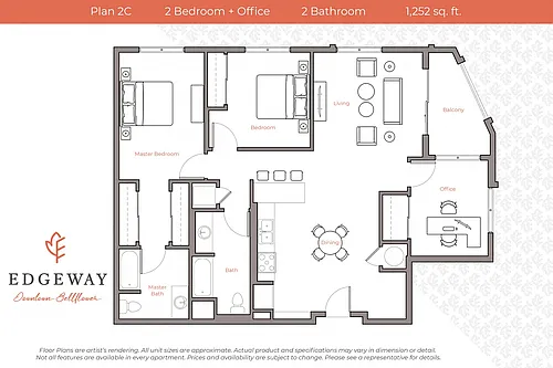 Floor plan Plan 2C - Junior 3 Bedroom, 2 Bath