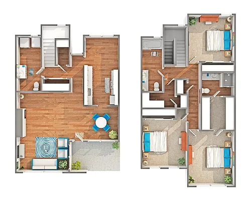 Floor plan 3 BR x 2.5 BA - Townhome