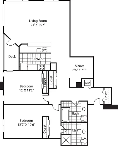 Floor plan 2 Bed 1106-1606