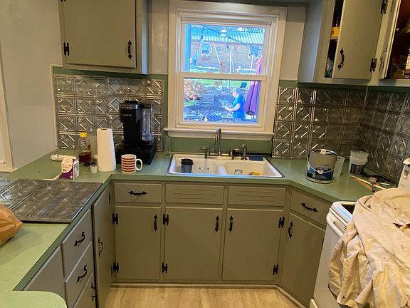 Kitchen area with island