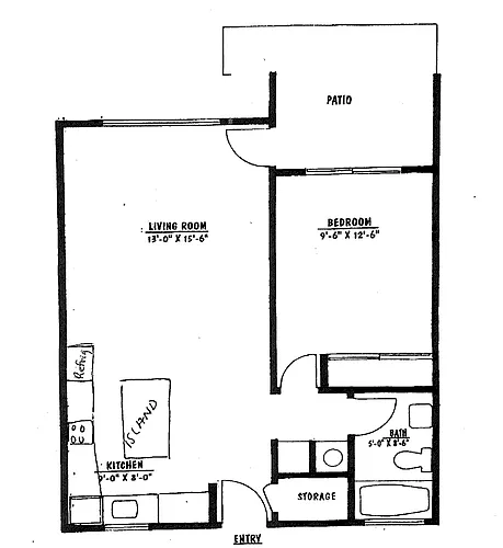 Floor plan 1 Bed 1 Bath A