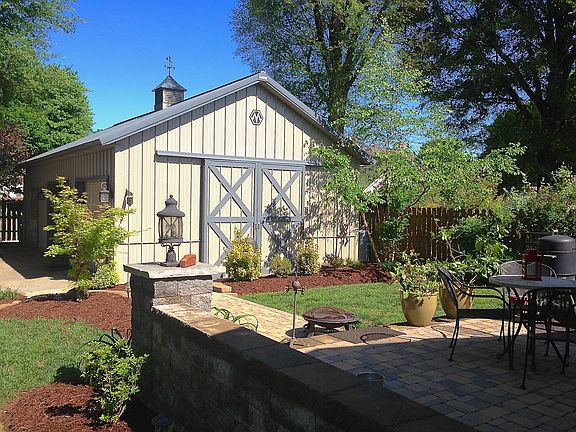Back yard with stone patio