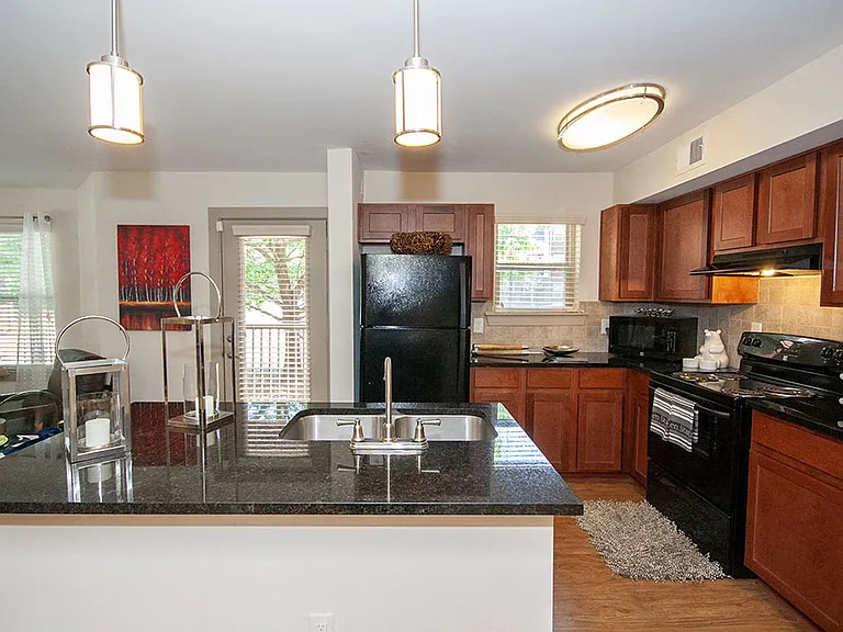 Updated. Energy efficient appliances with sleek, surfaced counters