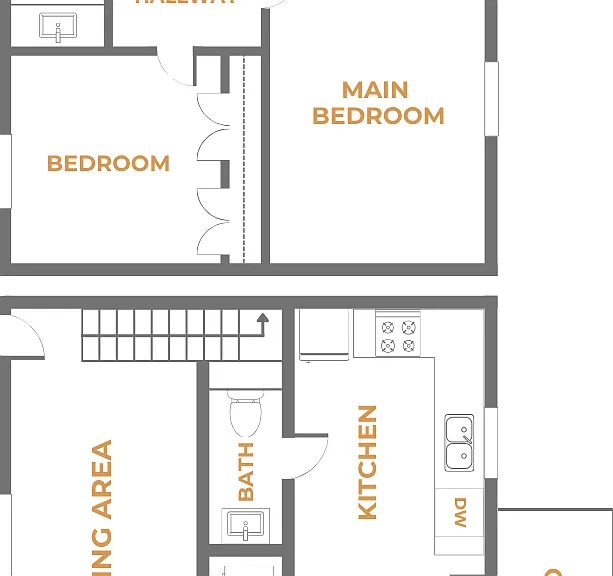 2 Bedrooms, 1.5 Bath Floor Plan 2 Bedrooms, 1.5 Bath Floor Plan