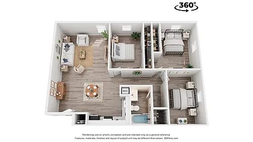 Floor plan 3 Bedroom 1 Bath Premium