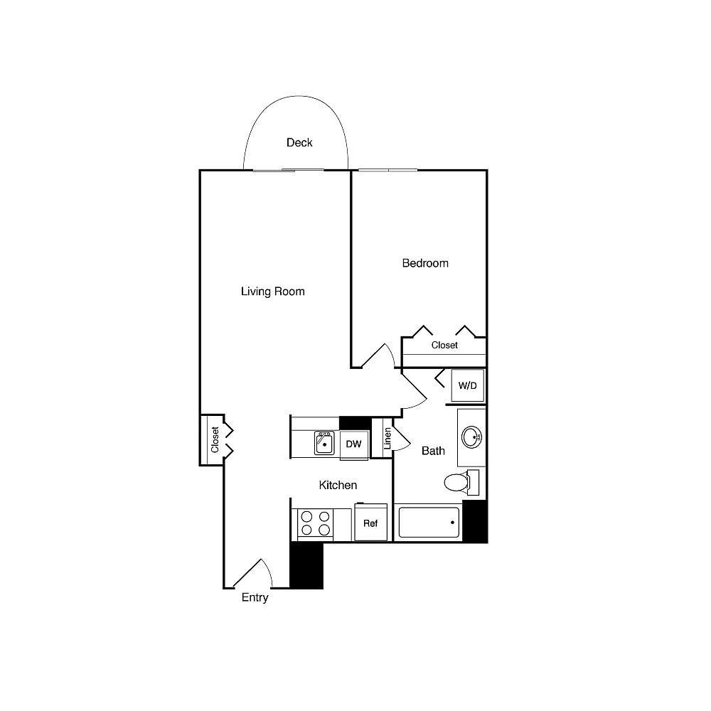 Floor plan 1 Bed 207 SE