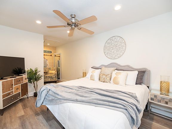 King bed, ensuite bathroom, TV with Roku, overhead fan and a room that can get black as night for great sleeping!